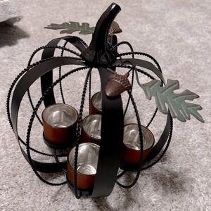 Metal pumpkin with votive candle holders